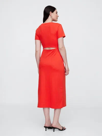 Gap Factory Cutout Maxi T-shirt Dress In Red