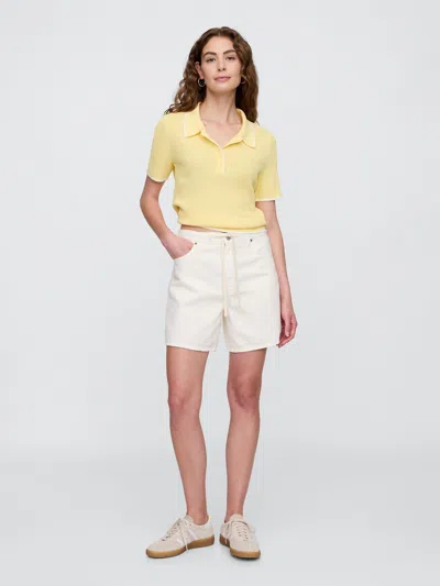 Gap Factory High Rise Soft Pull-on Midi Denim Shorts In White