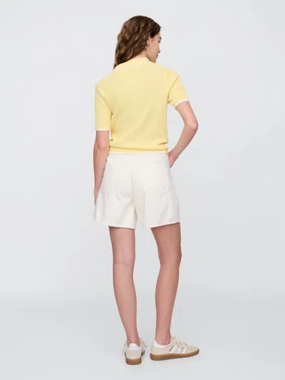 Gap Factory High Rise Soft Pull-on Midi Denim Shorts In White