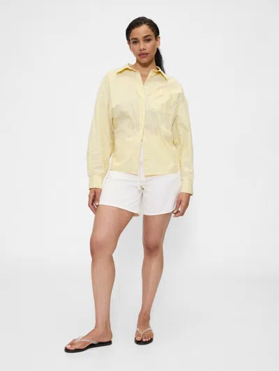 Gap Factory High Rise Soft Pull-on Midi Denim Shorts In White