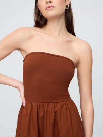 Gap Factory Poplin Midi Dress In Brown