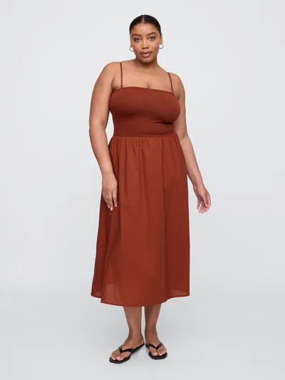 Gap Factory Poplin Midi Dress In Brown
