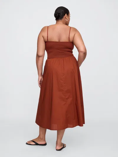 Gap Factory Poplin Midi Dress In Brown