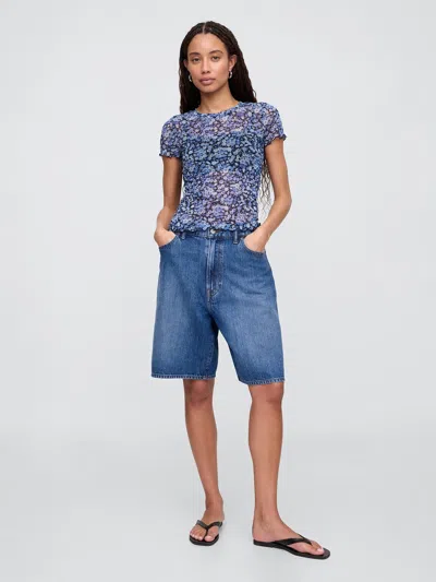 Gap Factory Mesh Crewneck T-shirt In Blue