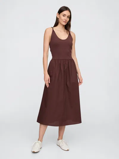 Gap Factory Twist-strap Scoopneck Midi Dress In Brown