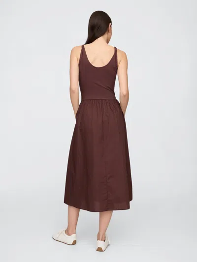 Gap Factory Twist-strap Scoopneck Midi Dress In Brown