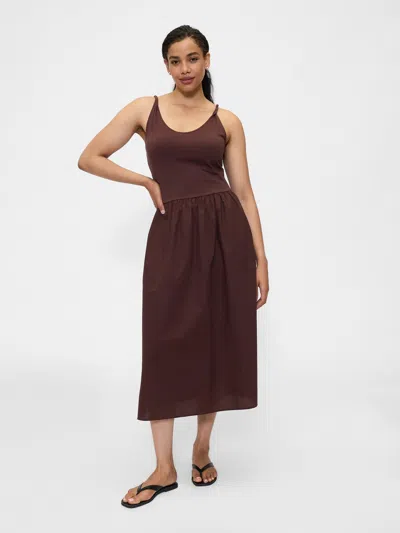 Gap Factory Twist-strap Scoopneck Midi Dress In Brown