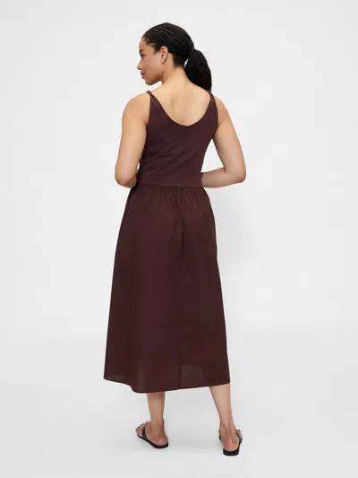 Gap Factory Twist-strap Scoopneck Midi Dress In Brown