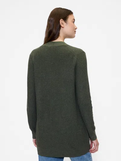 Gap Factory Relaxed Shaker-stitch Open-front Cardigan In Green