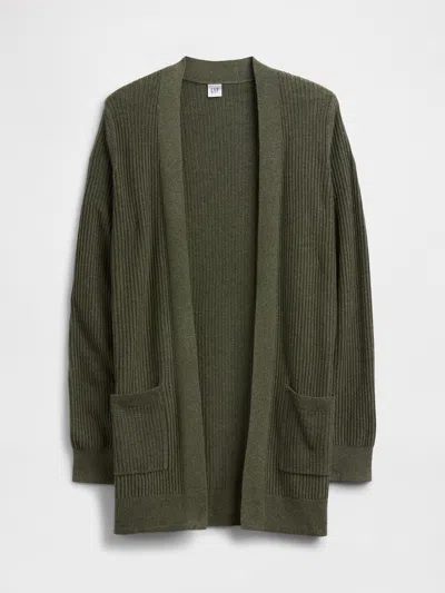 Gap Factory Relaxed Shaker-stitch Open-front Cardigan In Green
