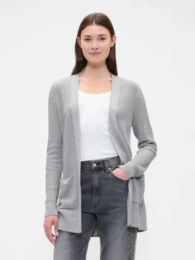 Gap Factory Relaxed Shaker-stitch Open-front Cardigan In Gray