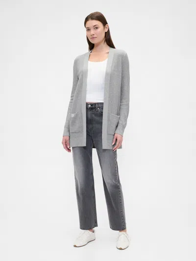 Gap Factory Relaxed Shaker-stitch Open-front Cardigan In Gray