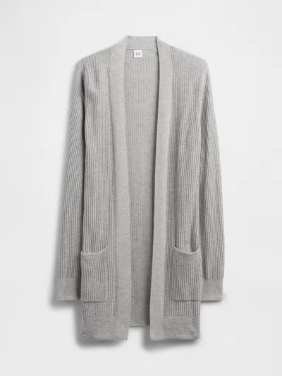Gap Factory Relaxed Shaker-stitch Open-front Cardigan In Gray