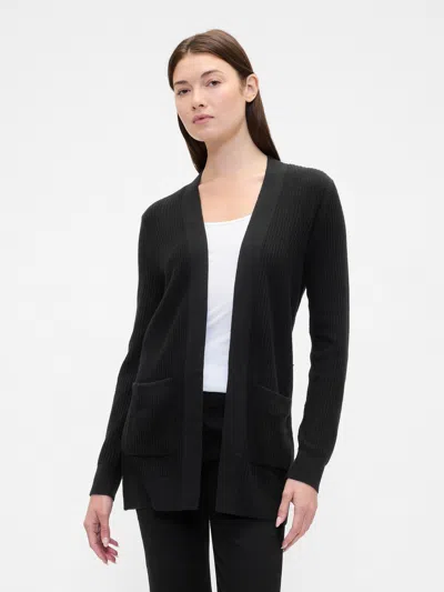 Gap Factory Relaxed Shaker-stitch Open-front Cardigan In Black