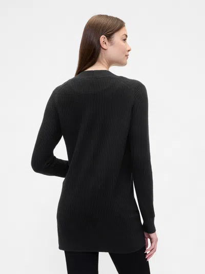 Gap Factory Relaxed Shaker-stitch Open-front Cardigan In Black