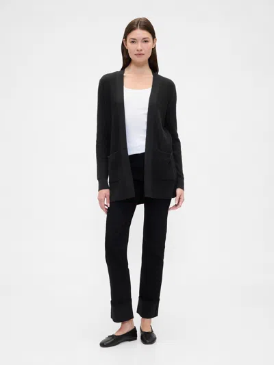 Gap Factory Relaxed Shaker-stitch Open-front Cardigan In Black