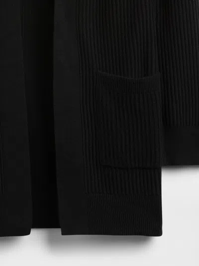 Gap Factory Relaxed Shaker-stitch Open-front Cardigan In Black