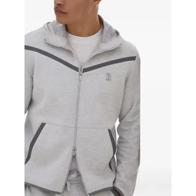Brunello Cucinelli Stylish Hoodie Logo Design In Gray