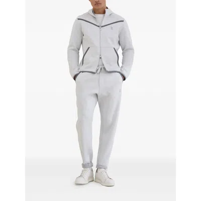 Brunello Cucinelli Stylish Hoodie Logo Design In Gray