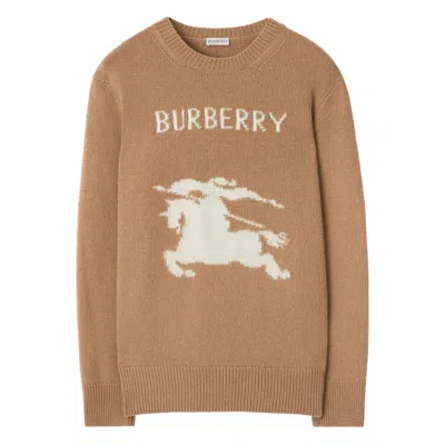 Burberry Wool And Cashmere Pullover With Ekd In Brown