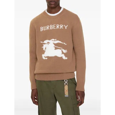 Burberry Wool And Cashmere Pullover With Ekd In Brown