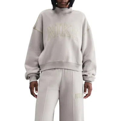 Nike Sportswear Mock Neck Phoenix Fleece Oversize Sweatshirt In Gray