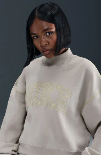 Nike Sportswear Mock Neck Phoenix Fleece Oversize Sweatshirt In Gray