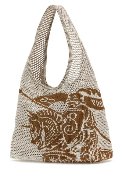 Burberry Women White Crochet Shopping Bag In Multi