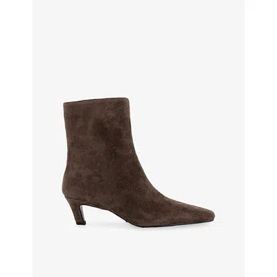 Tony Bianco Estelle Curved Kitten Heel Ankle Boots In Brown