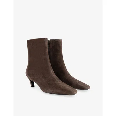 Tony Bianco Estelle Curved Kitten Heel Ankle Boots In Brown