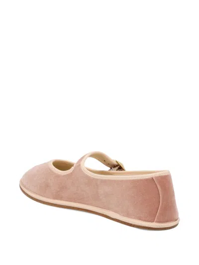 Celine Eve Triomphe Velvet Ballerina Flat In Pink