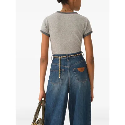 Chloé Baby Fit T-shirt With Logo In Cotton Jersey In Gray