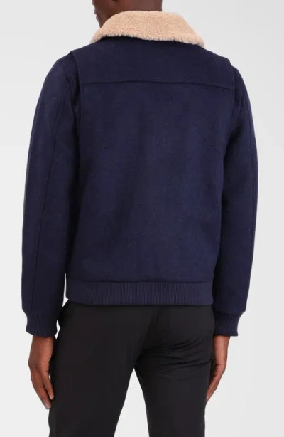 Bagatelle Felted Wool Blend Aviator Jacket In Blue