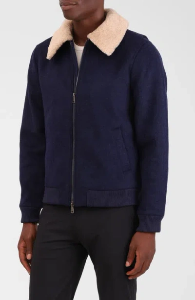 Bagatelle Felted Wool Blend Aviator Jacket In Blue