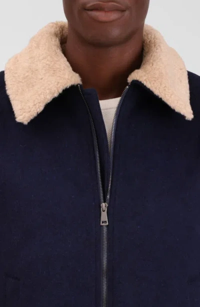 Bagatelle Felted Wool Blend Aviator Jacket In Blue