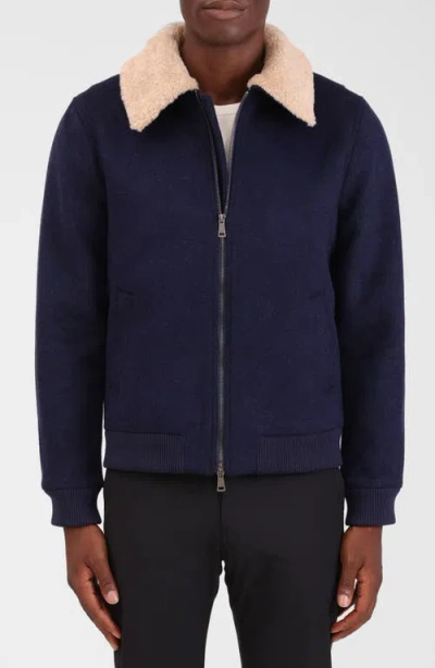 Bagatelle Felted Wool Blend Aviator Jacket In Blue