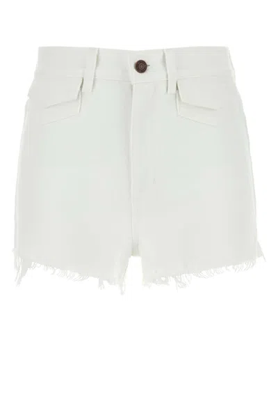 Chloé Casual Denim Shorts Featuring Frayed Hem In White