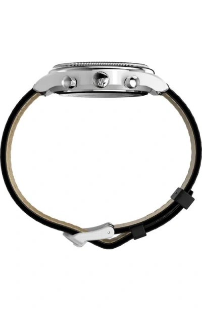 Timex ® Waterbury Metropolitan Chronograph Leather Strap Watch, 41mm In Black