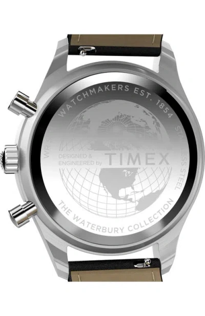 Timex ® Waterbury Metropolitan Chronograph Leather Strap Watch, 41mm In Black