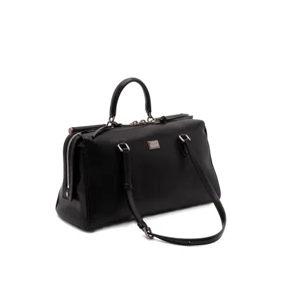 Dolce & Gabbana Calf Leather Shoulder Bag Vittoria Model In Black