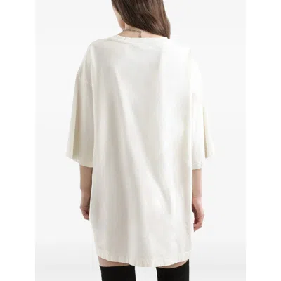 Dolce & Gabbana Women White Crew Neck T-shirt With Maxi Print On The Front In Cotton Woman In White