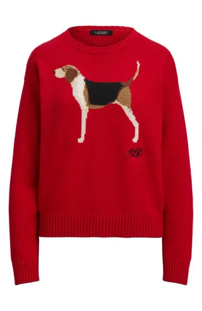 Ralph Lauren Women's Cotton Dog Sweater In Red