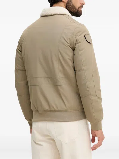 Aeronautica Militare Shearling-collar Multi-pocket Bomber Jacket In Gold