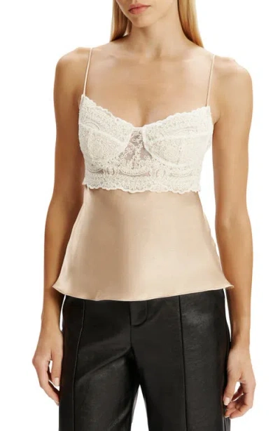 Bardot Tzariana Satin & Lace Camisole In Metallic