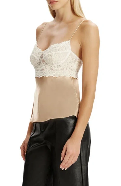 Bardot Tzariana Satin & Lace Camisole In Metallic
