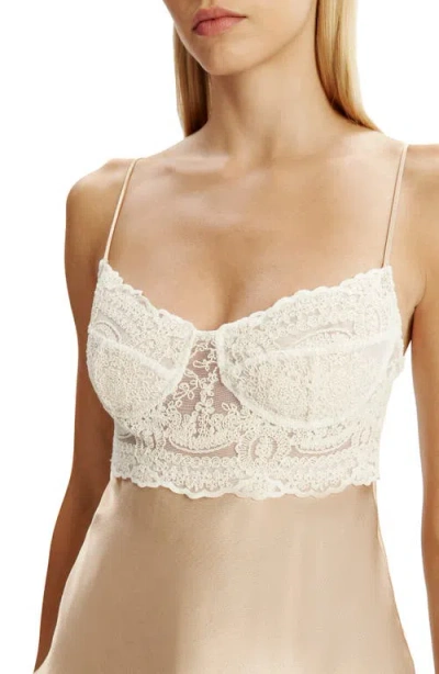 Bardot Tzariana Satin & Lace Camisole In Metallic
