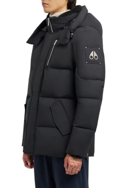 Moose Knuckles Everest 3q Quilted Down Hooded Jacket In Black