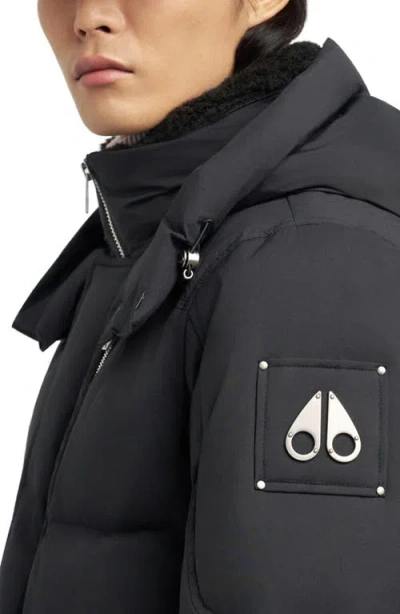 Moose Knuckles Everest 3q Quilted Down Hooded Jacket In Black
