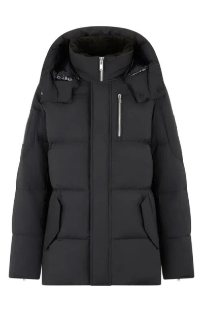 Moose Knuckles Everest 3q Quilted Down Hooded Jacket In Black