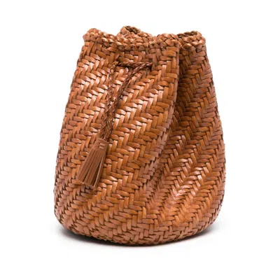 Dragon Diffusion Pompom Double Jump Bucket Bag In Brown